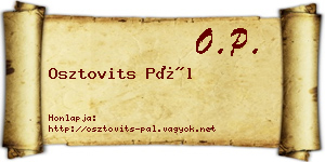 Osztovits Pál névjegykártya